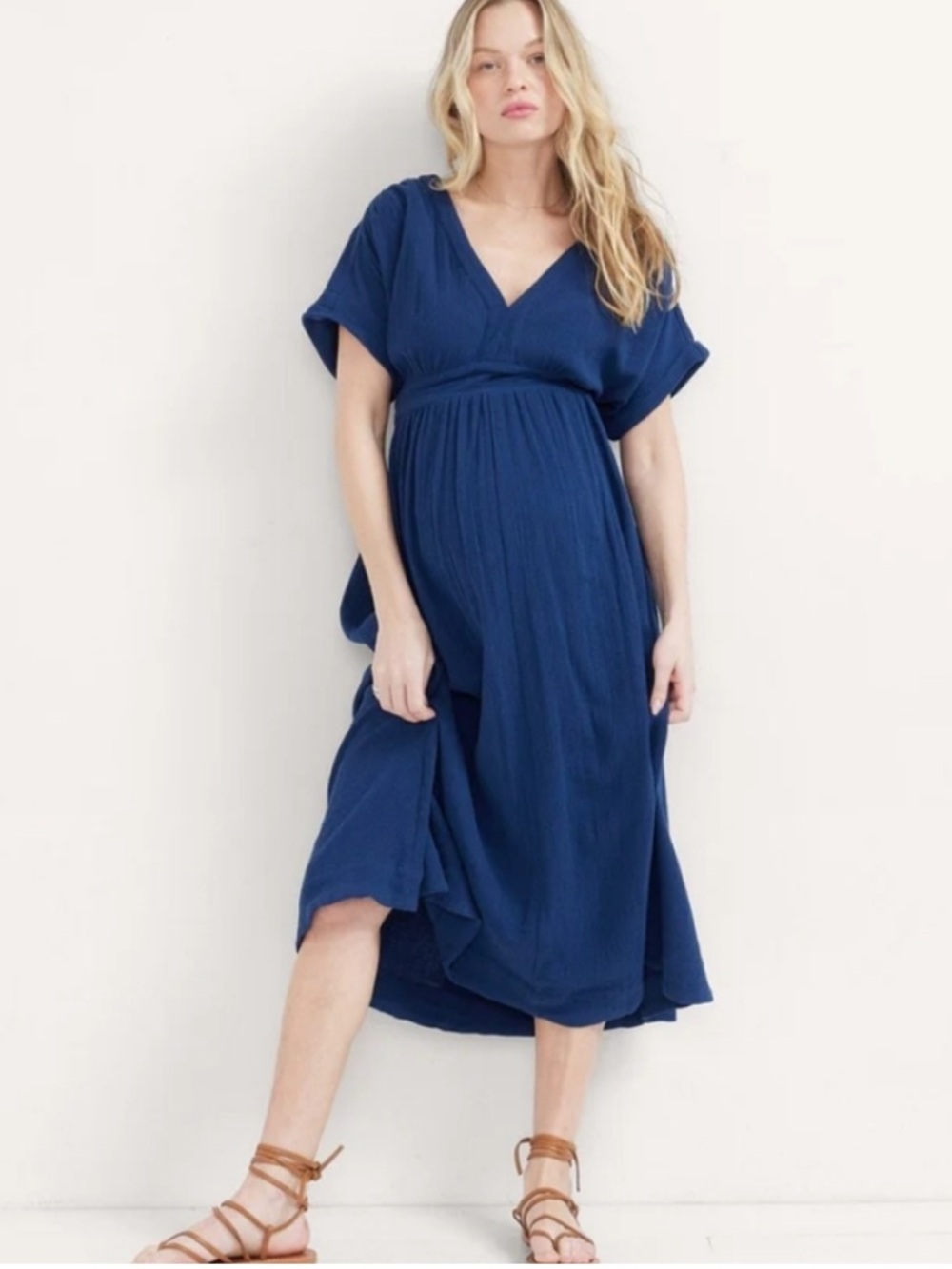 Hatch Maternity The Rosa Dress in Indigo Blue